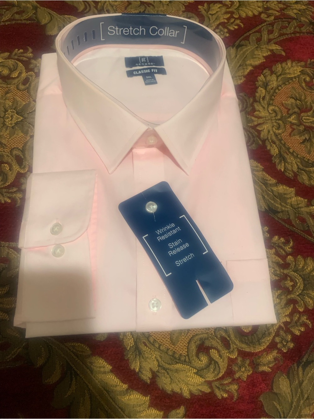 George Light Pink Classic Fit Stretch Collar Dress Shirt